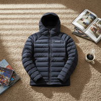 Veste d'hiver personnalisée pour homme grande taille en toile matelassée coupe-vent imperméable en nylon avec fermeture éclair, coupe-vent à capuche brodé