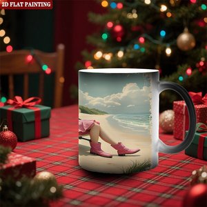Frosted Texture Novelty Mug 11oz Black <b>Ceramic</b> Heat Color Changing Sublimation Blank <b>Cup</b> - Product Image 2