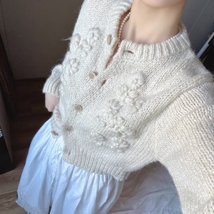 Cárdigan de punto elegante francés inspirado en Song Hye-Kyo para mujer, suéter de ganchillo hueco de estilo suave, chaqueta informal para otoño - Product Image 4