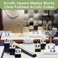 Blocs de présentation en acrylique de 8 pièces, 3x3x1 et 4x4x1 pouces, finition polie transparente pour bagues, bijoux, ornements
