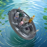 Plateau flottant gonflable en TPU pour boissons et glace, porte-gobelets poreux pour piscine, seau à glace extérieur