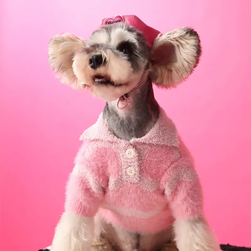 गर्म बिक्री फैशनेबल स्टाइलिश गुलाबी शरद ऋतु सर्दियों के गर्म प्लग पालतू कुत्ते स्वेटर कपड़े