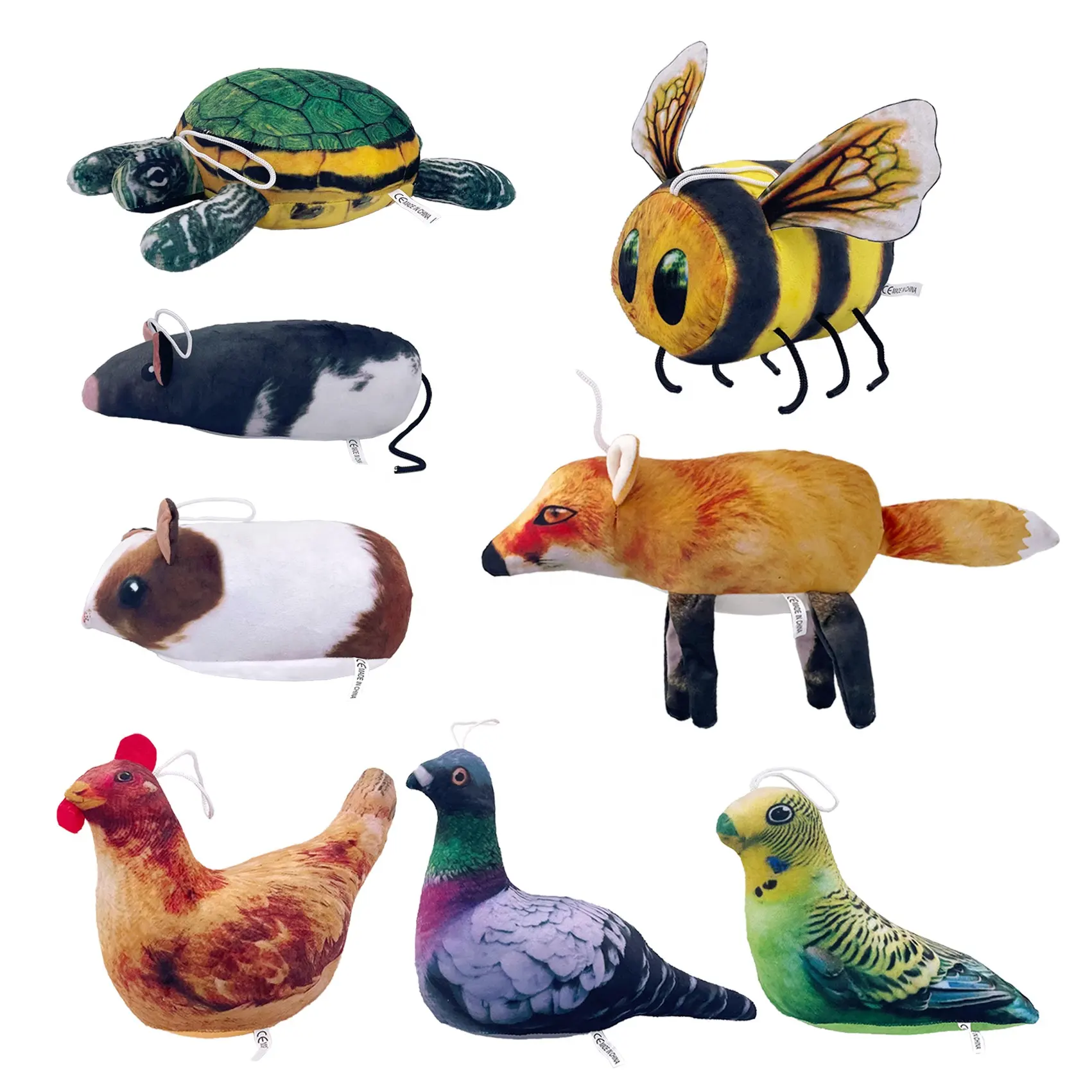 Serie de animales de simulación DL12, juguetes de peluche, pájaro ponderado, Paloma, pollo, hámster, abeja, Tortuga, oso, más duradero, algodón Pp Opp