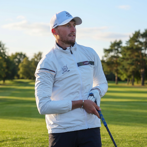 JK White Men's Golf Jacket with Secure Closure Needle Detection 100% Polyester Windproof Woven Fabric - Product Image 3
