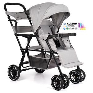 ベビーキャリア折り畳み式Kinderwagenツインズベビーベビーカー乳母車ダブルベビーカー2席 - Product Image 1