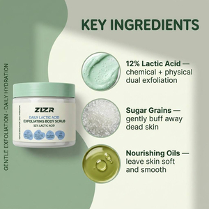 Gommage corporel à l'acide lactique 12% AHA, exfoliant et lissant pour peaux sèches, rugueuses et bosselées, traitement de la kératose pilaire (KP) - Product Image 4
