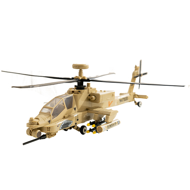 Children Toys Plastic AH-64 Apache Aircraft Building Blocks Planes Building Block Military Helicopter Fighter Toy
