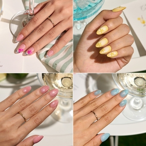 Faux ongles autocollants œil de chat bleus, extra courts, forme amande, brillants, en gel souple, pour l'été, vente en gros, Alta Calida - Product Image 6