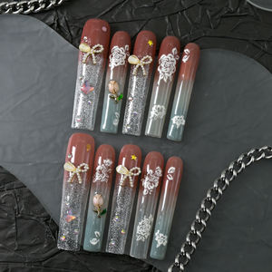 Uñas Postizas de Ataúd Hechas a Mano al por Mayor, 10 Piezas, Reutilizables, Cobertura Completa, Uñas Acrílicas Artificiales Largas, Precio de Fábrica - Product Image 2