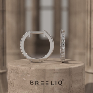 Boucles d'oreilles créoles en or jaune 14 carats, serties de diamants ronds, pavé complet, élégantes, en or massif - Product Image 4