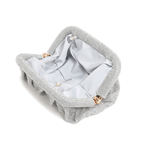 É<span class=keywords><strong>l</strong></span>égante Pochette de Soirée Carrée Scintillante pour Femme avec Strass, Décorée de Chaînes à Motif Bonbon, Doublure en Polyester - Product Image 2