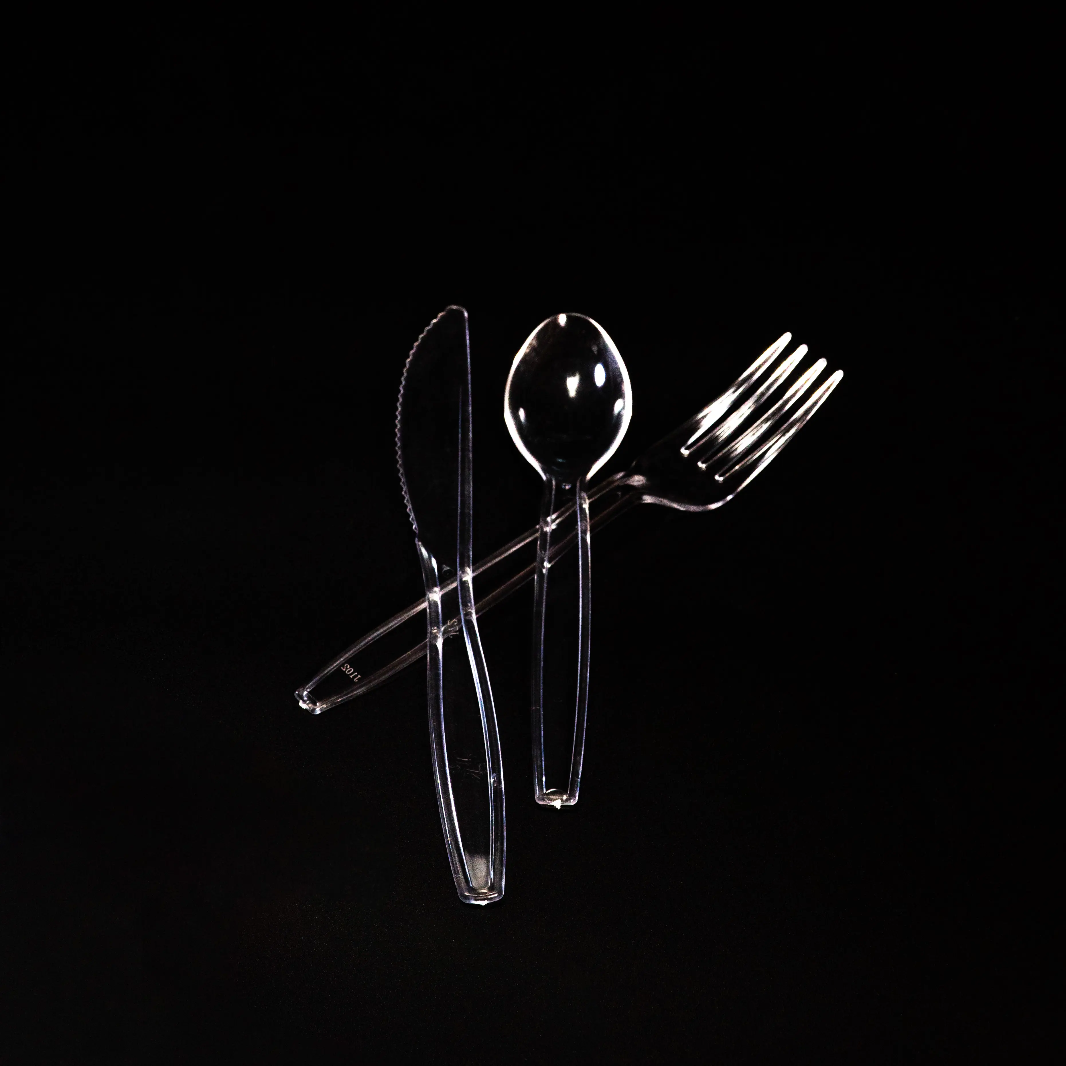 المتاح واضح طقم أدوات المائدة بلاستيكي للمنزل حزب الزفاف تشمل شوكة سكين و ملعقة 3.8g