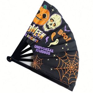 Halloween Festival Large 33cm Kung Fu Clack Fan Customized Logo Pride Bamboo Craft Traditional Angel for Party Rave <b>Rainbow</b> - Product Image 1