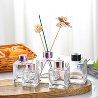Bouteille diffuseur de parfum carrée avec bouchon en bois, bouchon de bouteille diffuseur de parfum, bouchon de bouteille diffuseur d'arômes avec couvercles