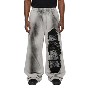 Pantalon cargo imprimé sérigraphié TOPSHOW OEM personnalisé, taille élastique, en coton, coupe large, athlétique et ample pour homme - Product Image 1