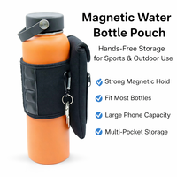 Porte-bouteille d'eau magnétique, étanche, durable et léger pour rack de squat, avec poche pour téléphone, poche zippée et clip à clés pour la salle de sport