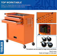 Chariot à outils en acier laminé à froid à 8 tiroirs, armoire à roulettes, options OEM/ODM/OBM, conception détachable pour le rangement en atelier/garage