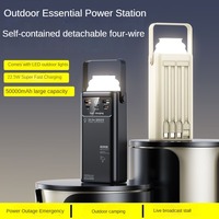 Batterie externe 30000mAh 22.5W à charge rapide avec 4 câbles intégrés, lampe de camping LED réglable, protection de sécurité multicouche