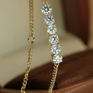 อาซูโอ 18K ทองคำแท้สีเหลืองประดับเพชรธรรมชาติ 1.55 กะรัต สร้อยข้อมือทรงคลาสสิคทรงกลมเจียระไนแบบบริลเลียนท์ เครื่องประดับสำหรับผู้หญิงสวมใส่ได้ทุกวัน - Product Image 4
