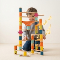 Wood Marble Run Game Ball Race Track Kit Construction Toys Spiral Building Blocks Set Wooden Marble Run