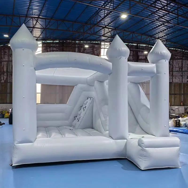 Commercial pvc kids party rental wedding white bouncer inflatable bounce house combo ball pit with slide
