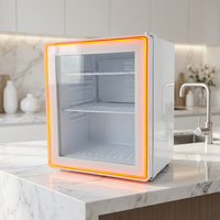 Lemari Pendingin Minuman Mini Display Pintu Kaca, Peralatan Pendingin Komersial untuk Minuman Energi, Logo LED Custom Tersedia