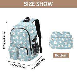 Zaino Sportivo Impermeabile per Ragazze con Design Floreale <span class=keywords><strong>a</strong></span> Margherita, Logo Personalizzato, Basso MOQ, in Poliestere, per Studenti e Viaggi, con Cintura - Product Image 3