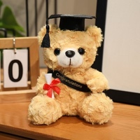 En gros Ours en peluche en coton PP super doux de 7 pouces avec chapeau de docteur, cadeau de remise de diplôme, jouet de bureau apaisant