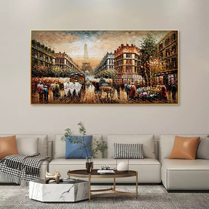 Peinture à l'huile de rue de Paris faite à la main de taille personnalisée Style abstrait classique avec des sujets de paysage et d'arbres pour la décoration intérieure - Product Image 3