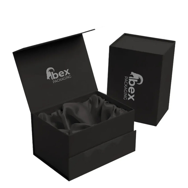 Custom Logo OEM Luxury Black Clothing Packaging Ribbon Handle Folding Hard Rigid Watch Cardboard Paper Magnetic Gift Box