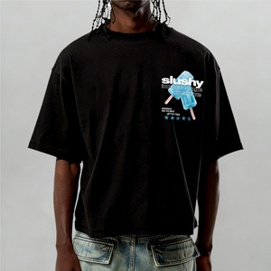 T-shirts graphiques pour hommes, coupe carrée et courte, en coton 100% noir délavé, avec impression sérigraphique au plastisol et double couture, personnalisables - Product Image 2