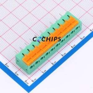 MX142V-5.08-10P-GN01-Cu-A Spring Terminal Block Through hole Component (THT),P=5.08mm Connector 1x10P 5.08mm Green Through Hole - Product Image 1