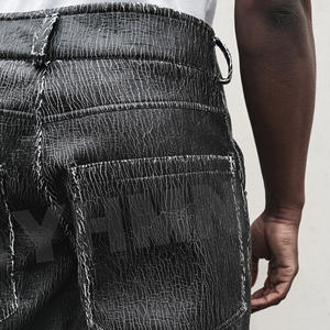 <span class=keywords><strong>Pantaloni</strong></span> in Pelle Sintetica Nera a Vita Alta, Stile Baggy Oversize, Streetwear, Gamba Svasata, per <span class=keywords><strong>Uomo</strong></span> - Product Image 4