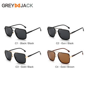 Lunettes de soleil carrées Greyjack, monture en métal noir TR, verres TAC, protection UV400, lunettes de soleil unisexes tendance - Product Image 2