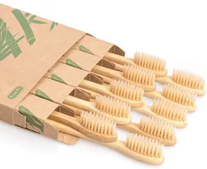 Penjualan laris sikat gigi bambu ekstra lembut dengan Logo kustom sikat gigi bambu Biogradble ramah lingkungan untuk Hotel