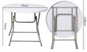 Portable Outdoor Furniture 80cm White Round Plastic <b>Foldable</b> Catering Bbq Camping Picnic Folding <b>Table</b> - Product Image 6