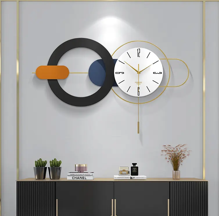 Moda creativa orologio appeso Nordic ristorante silenzioso orologio appeso a parete luce di lusso orologio della decorazione