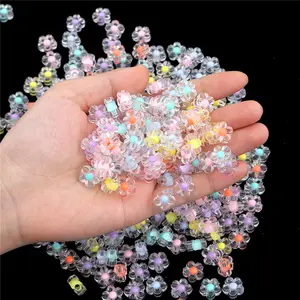 Wholesale Super AA Grade Acrylic plastic Beads 12mm Flower shape Transparent Faceted Acrylic Beads Loose Beads