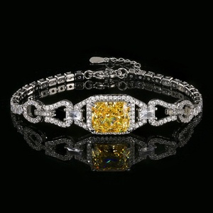 Wholesale Fashion Jewelry Eco-friendly Copper 10*12MM Ice Out Cubic Zirconia Women Fashion Square Chain Link <b>Bracelet</b> - Product Image 6