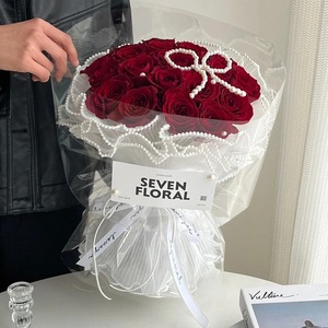 Ramo de borde de perla blanca multicolor papel de embalaje winkled red ondulada hilo Mash <span class=keywords><strong>roll</strong></span> malla para embalaje papel de regalo de flores - Product Image 3