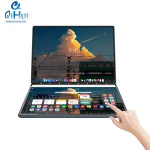 Qihui Mới Nhất Của 13.5 Inch Màn Hình Cảm Ứng Máy Tính Xách Tay FHD Intel 4 Core N100 (Tối Đa 3.40Ghz) Dual Màn Hình Chơi Game Máy Tính Xách Tay PC