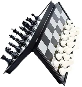 Mainan edukasi, mainan edukasi serbaguna magnetik Set catur perjalanan dengan papan catur lipat 25cm