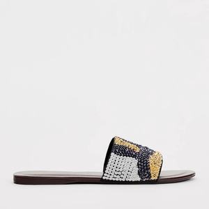 2025 летняя новая женская обувь, декоративные сандалии на плоской подошве с бусинами, модные уличные пляжные шлепанцы - Product Image 5