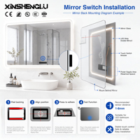 Interruptor Táctil Inteligente con Sensor de Movimiento y Memoria CCT, Inductivo, con Pantalla LCD, XSL AC 90-240V DC12V 5A 60W IP21, con Fuente de Alimentación, para Espejo
