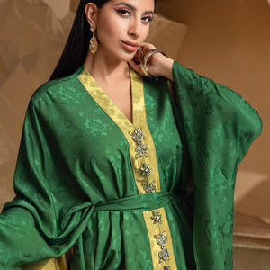 BA5245 High-End ABAYA Robe Hand genähtes farb blockierendes geprägtes Satin-Design Cross-Border Plus Size-Kleid für Spring Eid Polyester - Product Image 3
