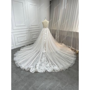 Produttore <span class=keywords><strong>donne</strong></span> senza maniche abito a sirena Sexy personalizzato ufficiale Applique Tulle treno staccabile <span class=keywords><strong>abiti</strong></span> <span class=keywords><strong>da</strong></span> <span class=keywords><strong>sposa</strong></span> in pizzo Curvy - Product Image 3