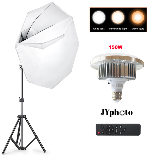Octagon Umbrella Softbox Kit With 150W LED Bulb Tripod Soft Box Photo Studio Lighting for in Door Video Photo