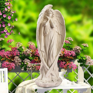 Statue d'ange vintage européenne en résine - Figurine ailée réfléchissante pour jardin, patio et décoration intérieure, ornement de style antique - Product Image 1