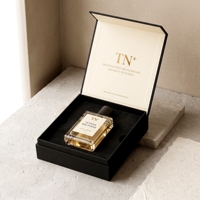 Boîte à parfum rigide noire de luxe sur mesure, style livre, avec insert magnétique, présentation pour emballage de parfum personnalisé