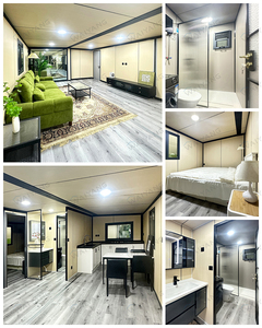 บ้านคอนเทนเนอร์ขยายได้ขนาด 40 ฟุต โครงสร้างสีดำ ดีไซน์ทันสมัย กันน้ำ กันลม เหมาะสำหรับโรงแรม สำนักงาน อาคาร สร้างตามสั่ง - Product Image 4